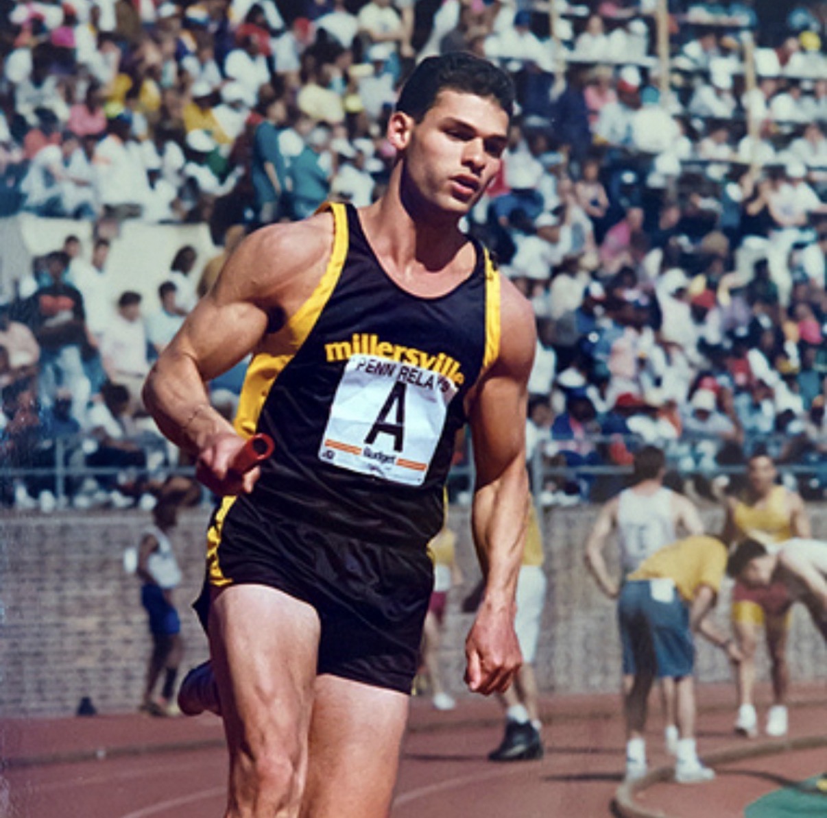 Eddie Arnold anchoring for Millersville at the Penn Relays